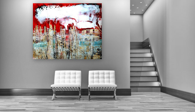 Große bunte Bilder, große Bilder Acryl, große bunte Wohnzimmerbilder, Bilder gespachtelt, Bilder großformatig, Kunst Bilder, zeitgenössische Malerei,