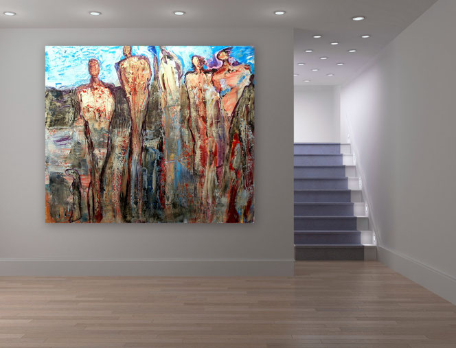 Abstrakte Malerei, Figurative Malerei, Menschen, Spachtelbilder, Moderne Malerei, Spachtel Gemälde, Kunst,  XXL, gespachtelt,  Moderne Gemälde, gespachtelt, zeitgenössische Malerei, Kunst, Kunstmalerei, Galerie, hochwertige Gemälde, Modern, Abstrakt, 