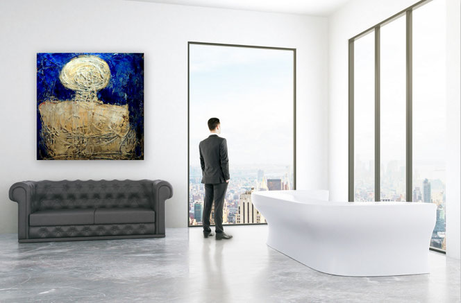 Abstrakte Kunst in Vollendung: Original Malerei für Ihr Zuhause - Gemälde "The Man" -  Ambiente schlicht - urban