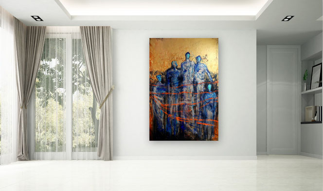 Große bunte Bilder, große Bilder Acryl, große bunte Wohnzimmerbilder, Bilder gespachtelt, Bilder großformatig, Kunst Bilder, zeitgenössische Malerei,