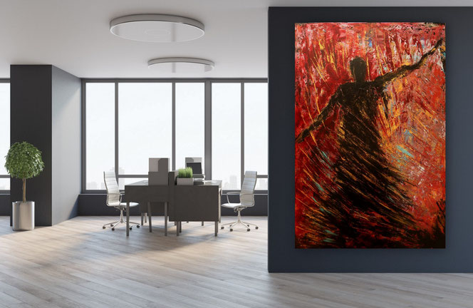 Figurative Bilder, Moderne Malerei, gespachtelte Bilder, hochwertige Kunst, Galerie, Strukturen, gespachtelte Bilder, Moderne Malerei, außergewöhnliche, Acrylbilder, Gemälde, Original, Unikat, Rot, Gold, 