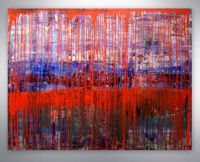 Abstrakte Gemälde, Landschaften, Strukturen, Acrylbilder, Rot, Blau, Stimmungsbild, Originalbild, handgemalt, Abstrakte Malerei, Kunstbild, Moderne Malerei, 