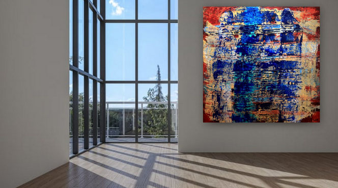 Große bunte Bilder, große Bilder Acryl, große bunte Wohnzimmerbilder, Bilder gespachtelt, Bilder großformatig, Kunst Bilder, zeitgenössische Malerei,