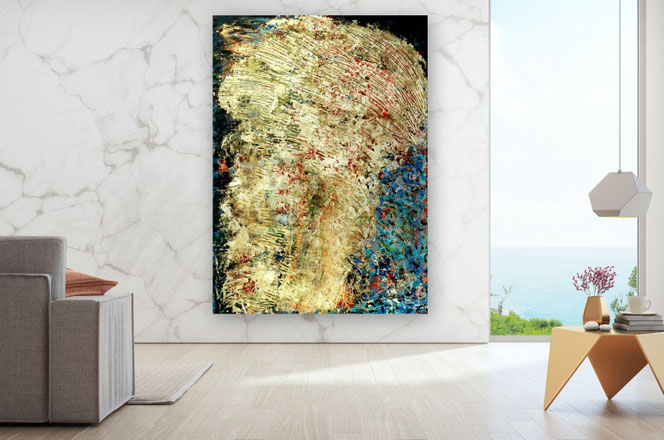 Große bunte Bilder, große Bilder Acryl, große bunte Wohnzimmerbilder, Bilder gespachtelt, Bilder großformatig, Kunst Bilder, zeitgenössische Malerei,