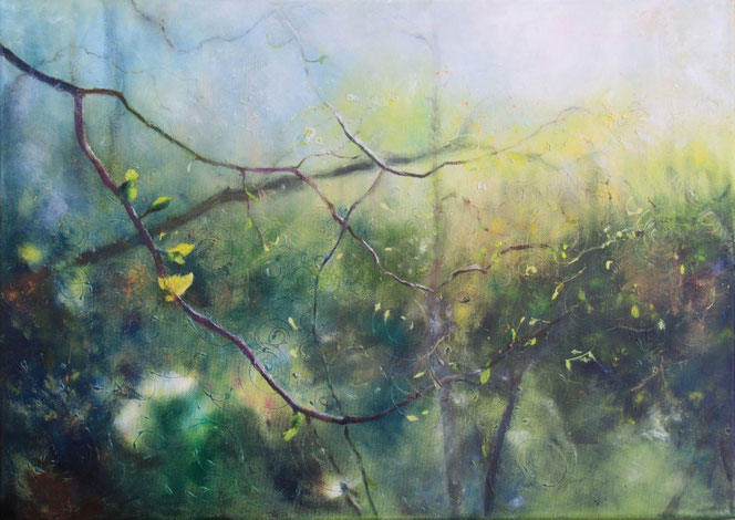 Alles muss klein beginnen.  Ölgemälde von Gabriele Koenigs (2023) auf Leinwand 70 cm x 50 cm. Privatbesitz
