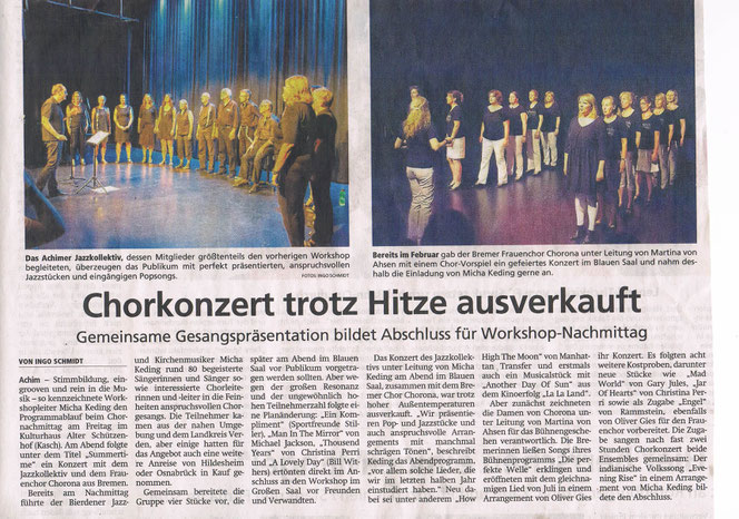 Achimer Kreisblatt über das Konzert "Summertime" im KASCH