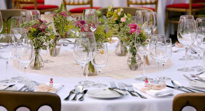 Table decoration with small vase