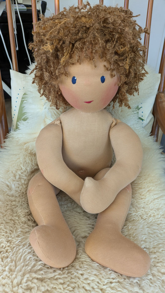 Therapiepuppe für die Kinderphysiotherapie nach z.B. Vojta oder Bobath oder für dreidimensionale Fußtherapien, Übungspuppe, weiche bewegliche Therapiepuppe mit anbeugbaren Gliedern, handgemachte Stoffpuppe kaufen, Waldorfart, Demopuppe, Schulungspuppe