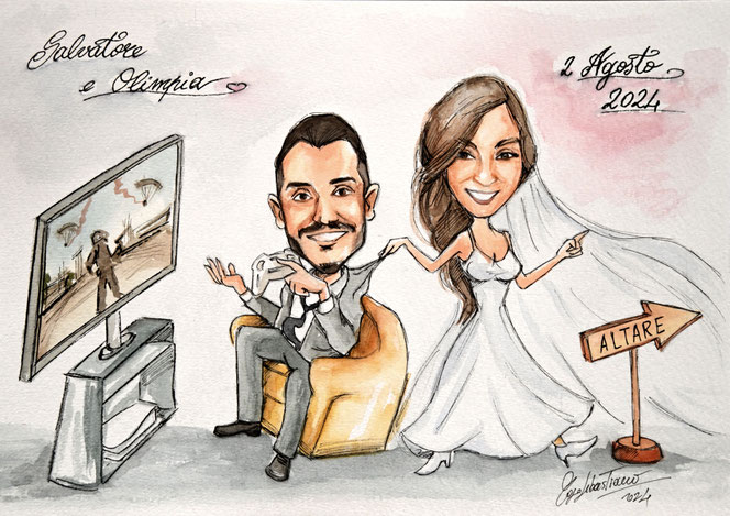 CARICATURA SPOSI NAPOLI