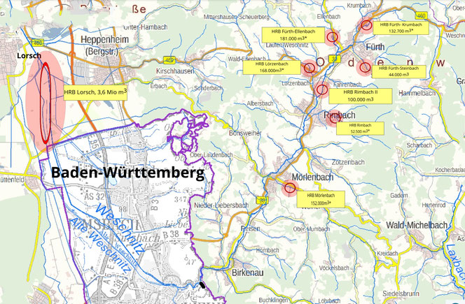 * Rückhaltevolumen ohne Dauerstau