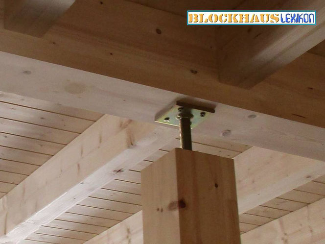 Tragende Stütze  mit Drehfuß nach Statik - Blockhausbau