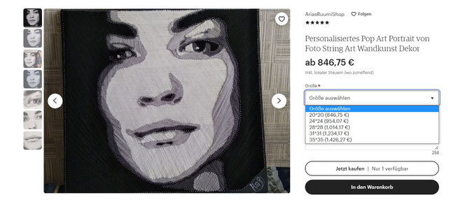 Eine Homepage eines Nagelbild-Anbieters. Links ist sehr groß Michael Jackson zu sehen. Links davon in kleineren Quadraten weitere Motive. Rechts ist das schrifltiche Angebot und ein Preis.