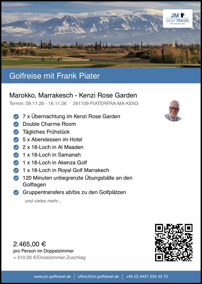 Golfreise Beschreibung Marokko mit Bild auf dem Golfplatz