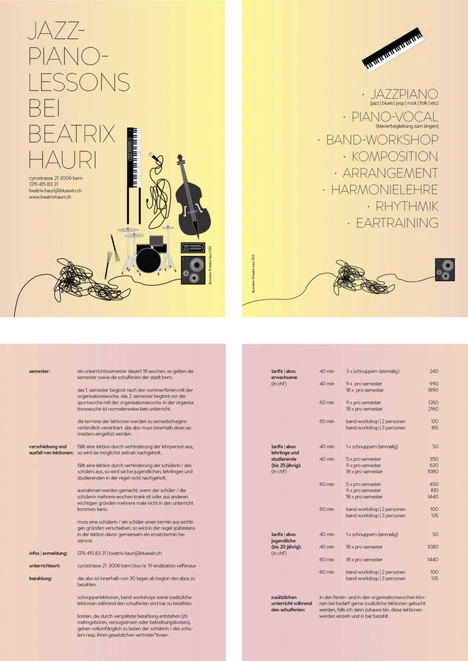 © BEATRIX HAURI grafik illustration layout jazz musikerin vocal piano bass
