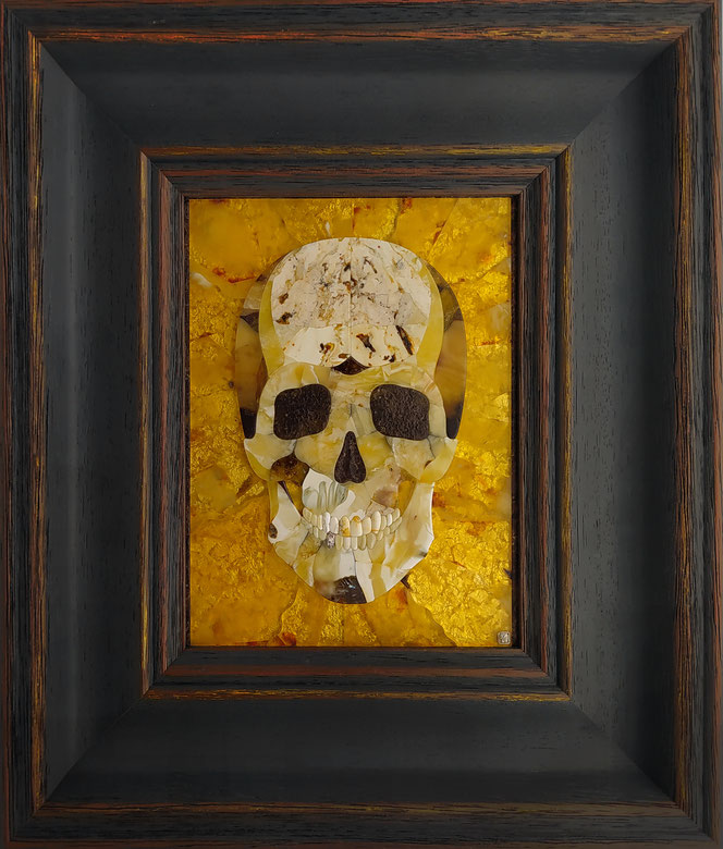 skull amber mosaic