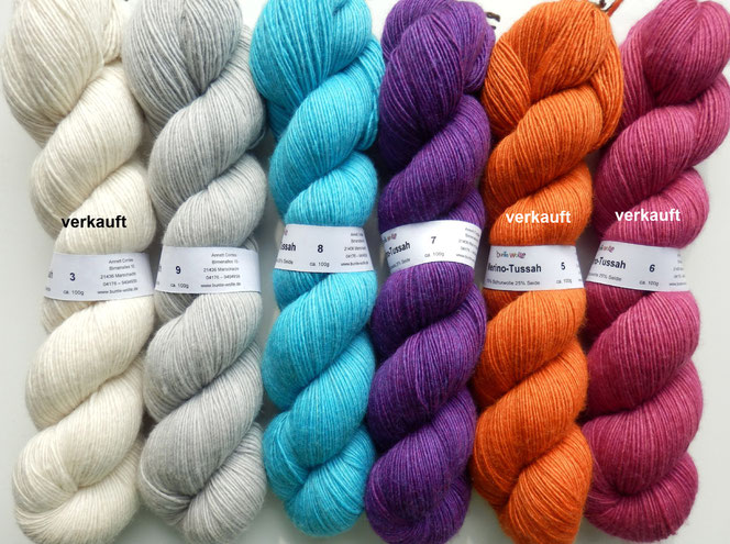 Merino Tussah Wilseide handgefärbt