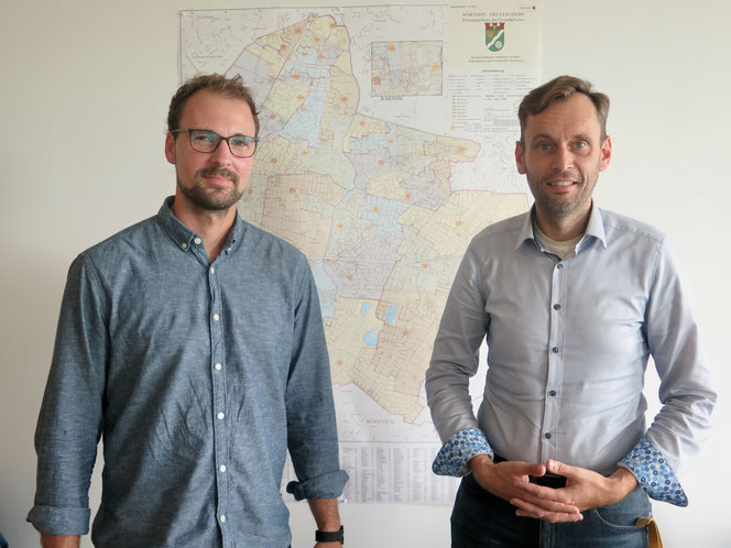 Marzahn-Hellersdorfs Energiebeauftragter Gerrit Furchert und Immobilienstadtrat Dr. Torsten Kühne
