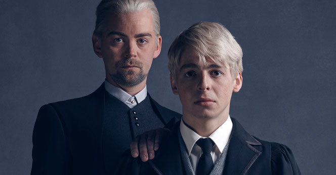 Drago (Alex Price) et Scorpius Malefoy (Anthony Boyle)