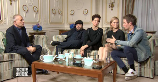 Laurent Weil en compagnie de Dan Fogler, Katherine Waterston, Alison Sudol et Eddie Redmayne (Rencontres de cinéma - 13/11/2016 - Canal +)