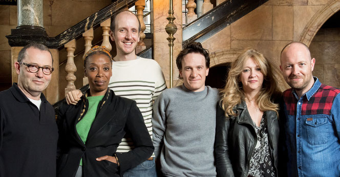 Colin Callender, Noma Dumezweni, Jack Thorne, Jamie Parker, Sonia Friedman et John Tiffany