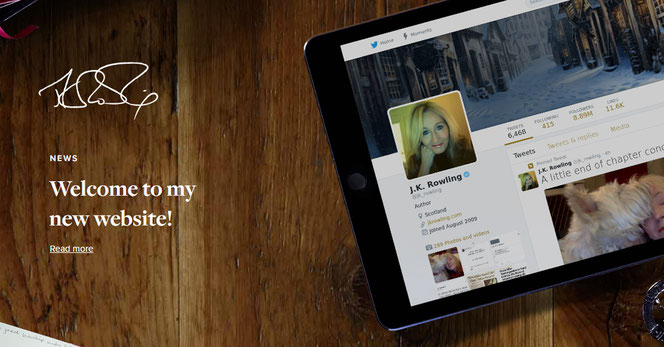 Capture d'écran du site officiel de JK Rowling (jkrowling.com)