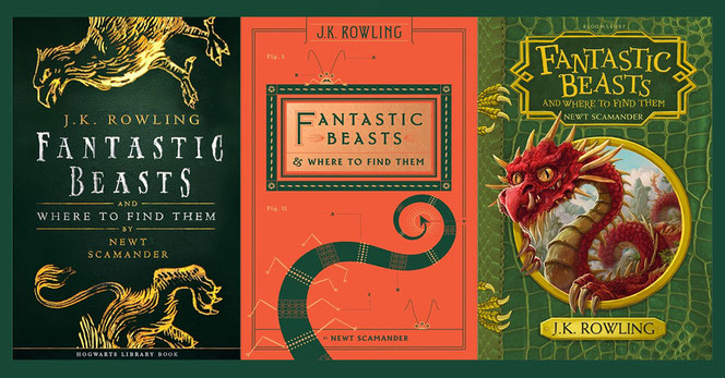 Les trois couvertures de la nouvelle édition des "Animaux Fantastiques" (Pottermore/Scholastic/ Bloomsbury)