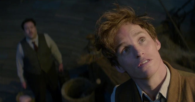 Norbert Dragonneau (Eddie Redmayne) et Jacob Kowalski (Dan Fogler) dans "Les Animaux Fantastiques"