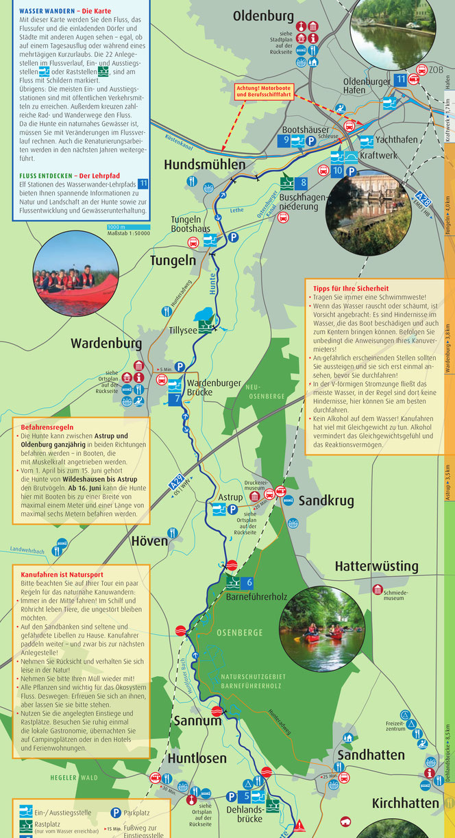 Flusskarte Huntlosen Dehlandsbrücke bis Oldenburg