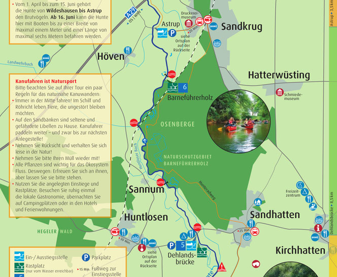 Flusskarte Huntlosen Dehlandsbrücke nach Astrup