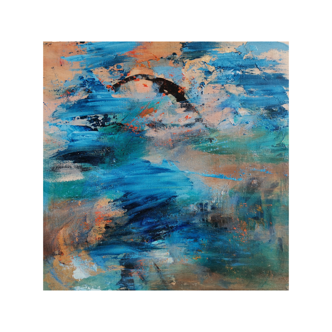 Something blue, 25 x 25, mixed media on plywood /private collection