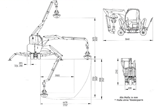 Friedhofsbagger BOKI 2052 - Technische Daten