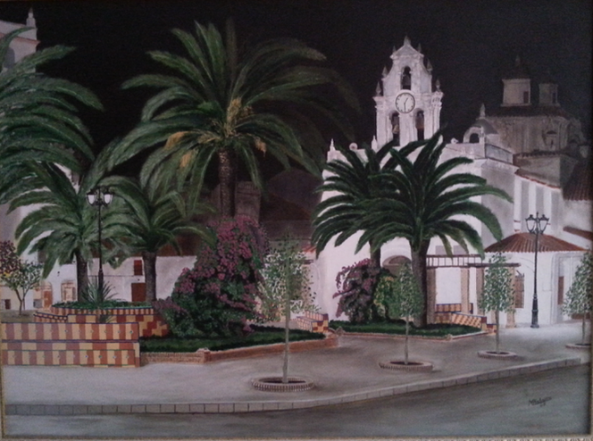 Plaza del Cristo del Humilladero de Azuaga. Óleo sobre lienzo 81 x 60