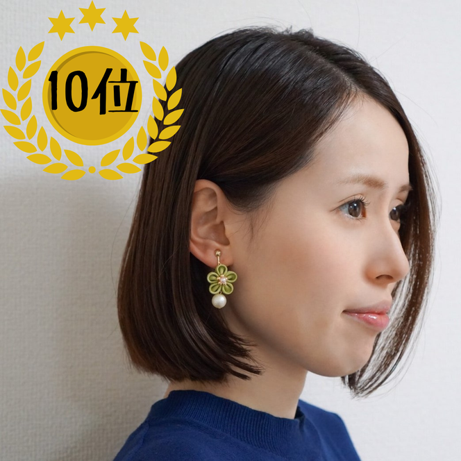 加賀友禅正絹 つまみ細工 ピアス/イヤリング
