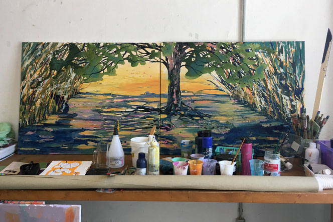 "Dschungelbuch" 2 x 100 x 80 cm Acryl auf Leinwand 