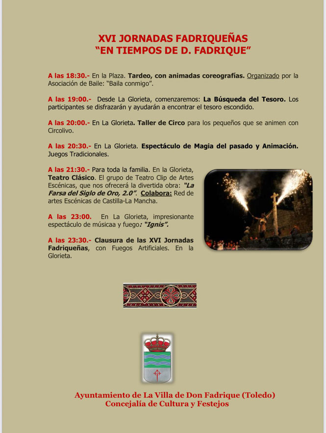 Programa de las Jornadas Fadriqueñas en Villa de Don Fadrique