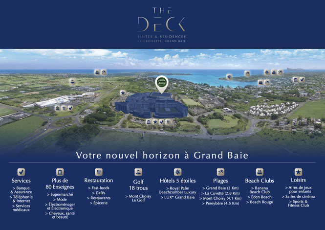 nouveau programme immobilier avec emplacement exceptionnel appartements vue mer à la Croisette Grand Baie Ile Maurice THE DECK Suites & résidences