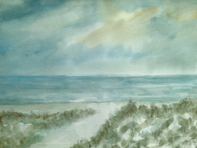 Ruhiges Meer und Strand (30 x 40 cm)