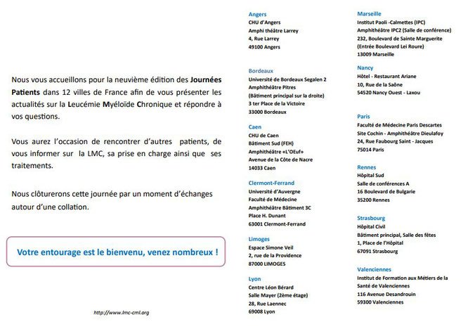 Fi lmc-journée nationale-LMC-association-informations-patients-échanges-LMC France-villes