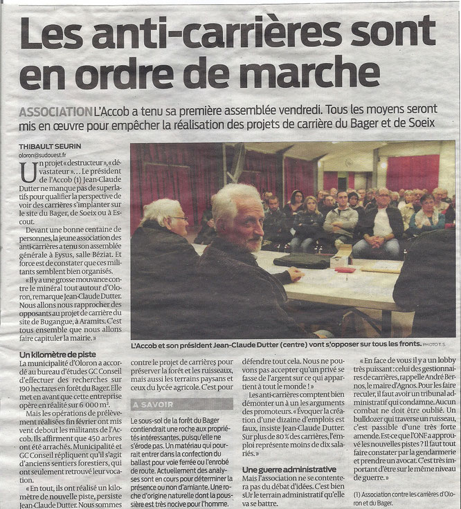 Assemblée Générale de l'ACCOB sur le Sud Ouest 8 mars 2016