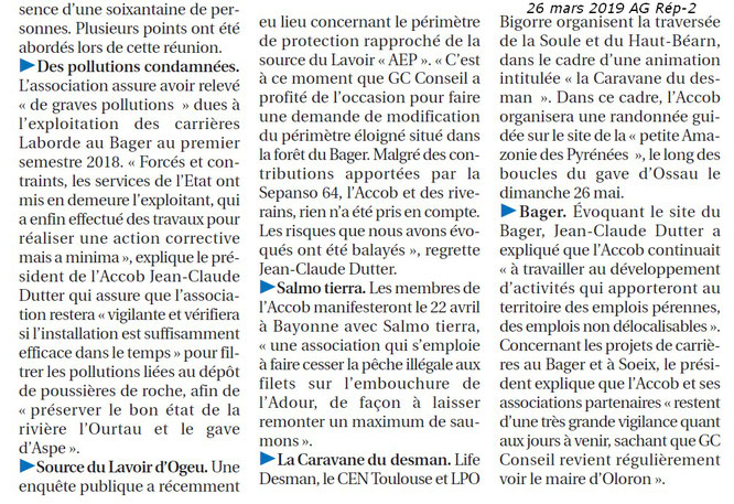 L'AG de l'association ACCOB a eu lieu. Merci à la Rép pour ce résumé.