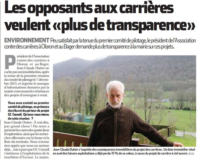 Elus d'Oloron Ste Marie en manque de transparence ! carrières à ciel ouvert oblige 261 hectares.