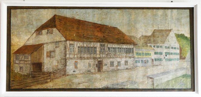 das Rathaus noch vor der Renovation von 1884 - das Bild hängt im heutigen (charakterlosen...) Rathaus