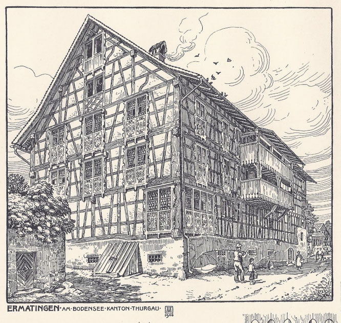 der Kehlhof auf einer Lithographie von f. Pecht, Konstanz