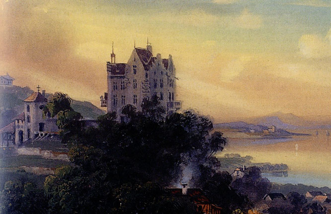 das Schloss Salenstein 1859. Gemälde von E. Federle, BD Salenstein, 21