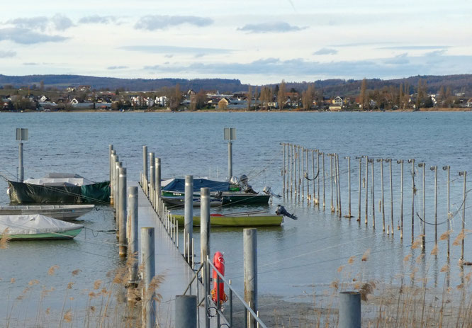 so sieht es heute beim Bootssteg "Pumpehüsli" im Bügen aus...