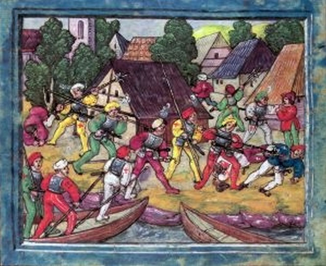 Überfall auf Ermatingen; aus der Chronik von Diebold Schilling
