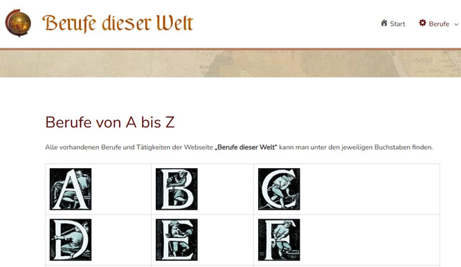 Was diese Berufe gemacht hatten, finden Sie auf dieser Webseite