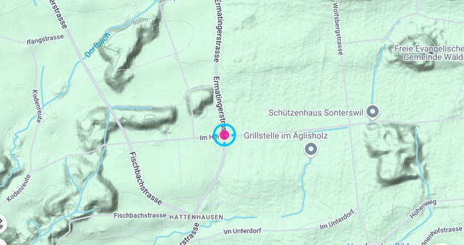 ... mit Sicht von diesem Standort aus