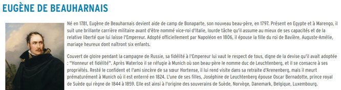 kurze Zusammenfassung über Eugène auf der Webseite des Schlosses Malmaison