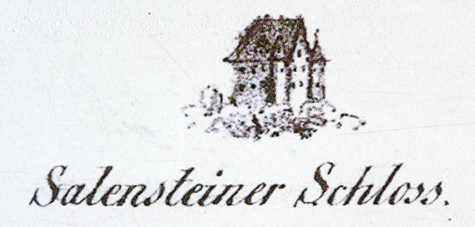 der Hinweis aufs Schloss Salenstein auf der Lithographie des alten Napoleonturms